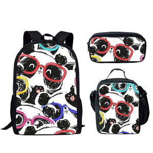 Pack Rentrée Panda (Sac à dos, Trousse, Sacoche) <br> Lunettes Multicolores - Royaume Panda