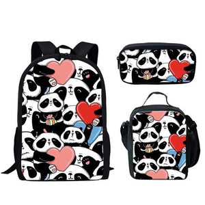 Pack Rentrée Panda (Sac à dos, Trousse, Sacoche) <br> Amour de Panda - Royaume Panda